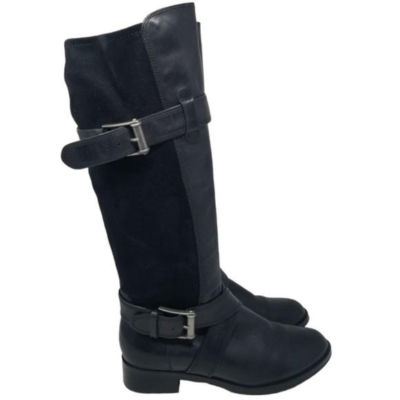 Cole Haan Nike Air Black Leather Tall Riding Boots Size 6 - Picture 2 of 8